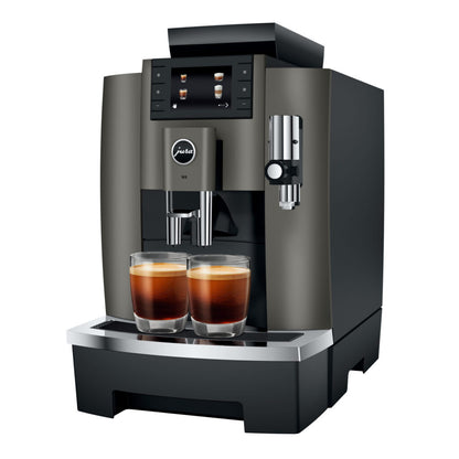 JURA W8 Dark Inox koffiemachine - De beste volautomatische koffiemachine met 17 koffiespecialiteiten, Professional Aroma Grinder en Pulse Extraction Process voor optimale koffieprestaties.